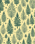 Forest Green Fern Foliage Yellow Rug