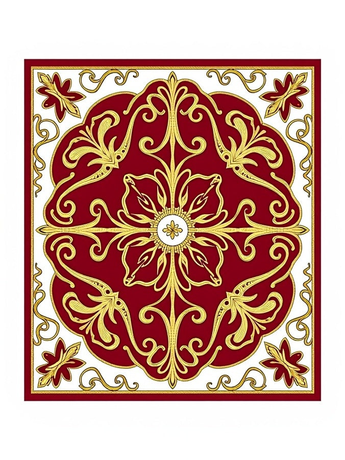 Classic Red Gold Floral Medallion Rug