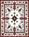 Deep Red Floral Vine Medallion Rug