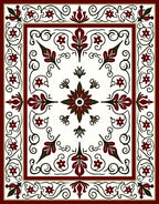 Deep Red Floral Vine Medallion Rug