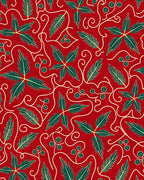 Crimson Red Poinsettia Vine Whimsical Rug