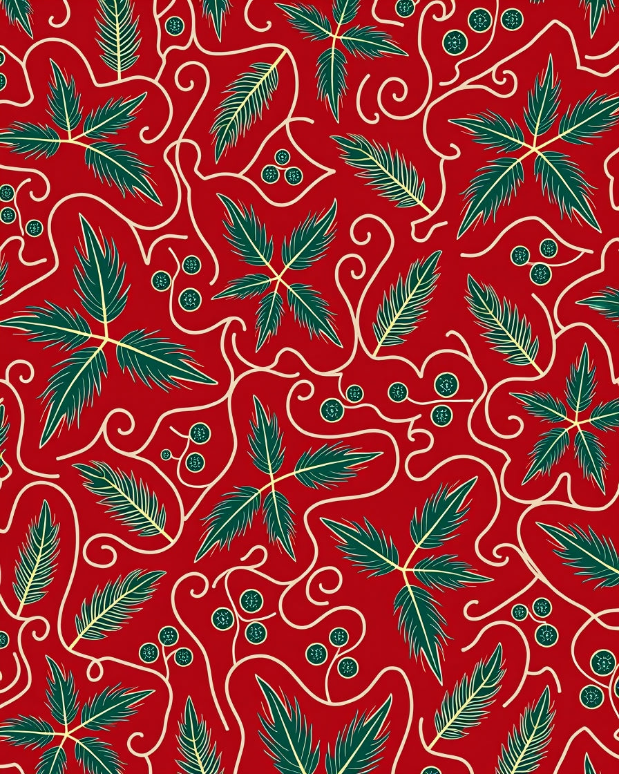 Crimson Red Poinsettia Vine Whimsical Rug