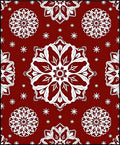 Crimson White Mandala Snowflake Arrangement Rug