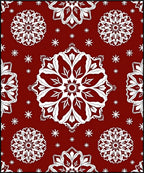 Crimson White Mandala Snowflake Arrangement Rug