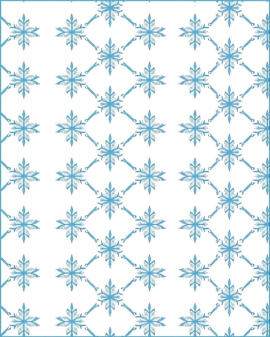 Light Blue Snowflake Lattice Runner Rug