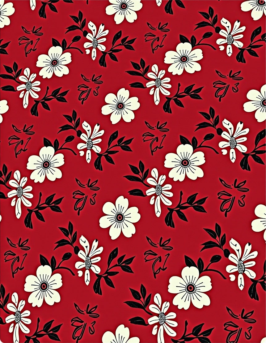Crimson Floral Vines Delight Rug