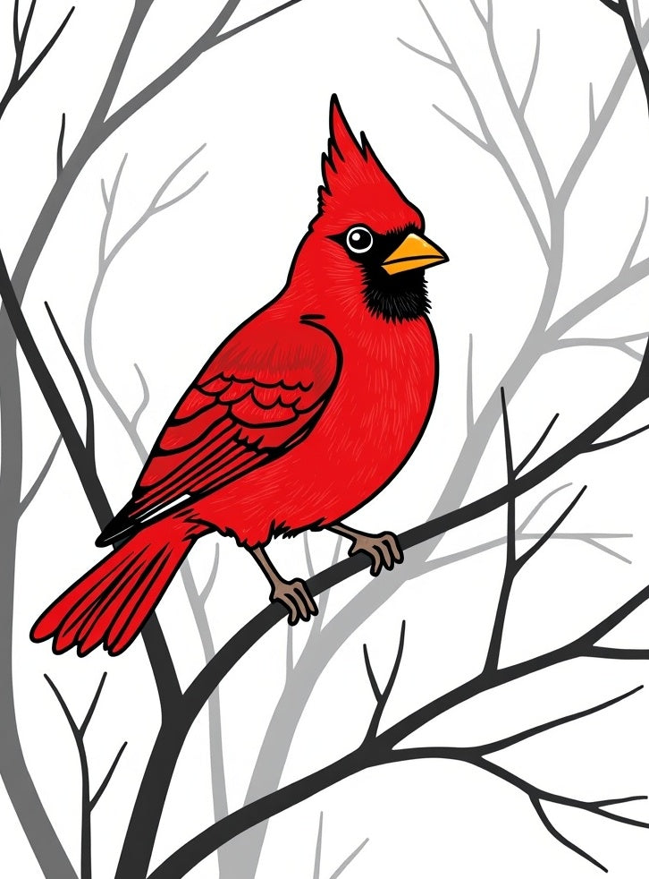 Bold Scarlet Cardinal Perched On Branches Rug
