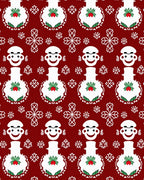 Festive Red Snowman Holly Snowflakes Rug