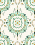Mint Gold Medallion Damask Rug