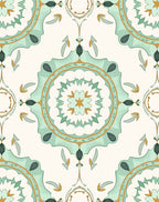 Mint Gold Medallion Damask Rug