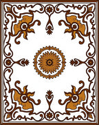Brown Golden Floral Medallion Frame Rug