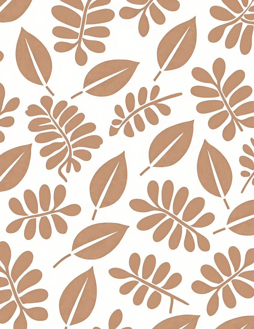 Modern Neutral Leaf Scatter Rug