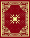 Crimson Sunburst Geometric Frame Rug