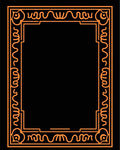 Art Deco Orange Geometric Border Rug