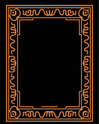 Art Deco Orange Geometric Border Rug