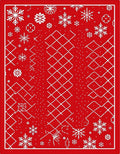 Crimson White Snowflake Geometric Collage Rug