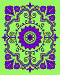 Vibrant Purple Floral Medallion Design Rug