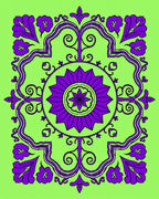 Vibrant Purple Floral Medallion Design Rug