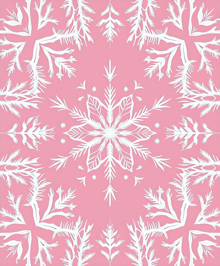 Pink Snowflake Fractal Symmetry Rug