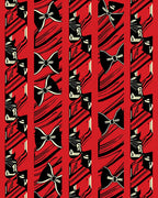 Bold Red Bow Stripe Arrangement Rug