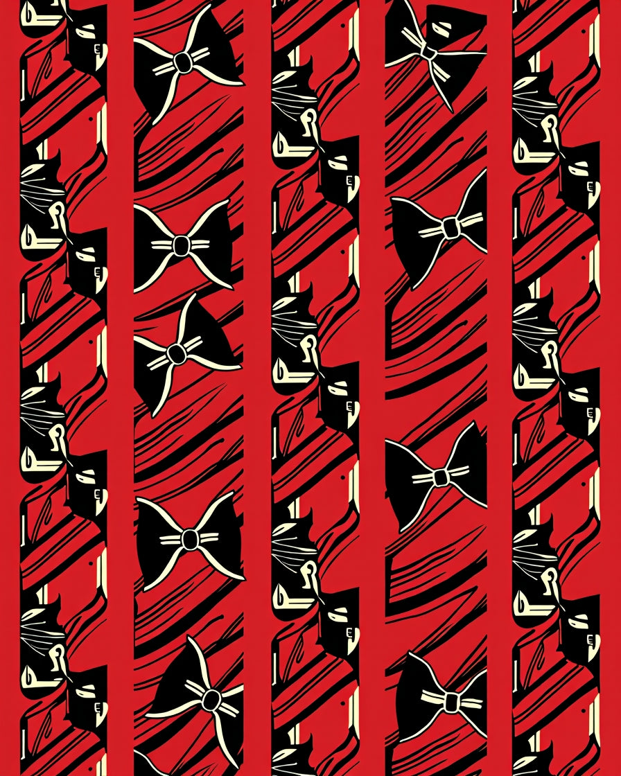 Bold Red Bow Stripe Arrangement Rug