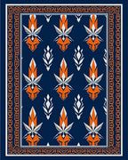Abstract Orange White Leafed Medallion Rug