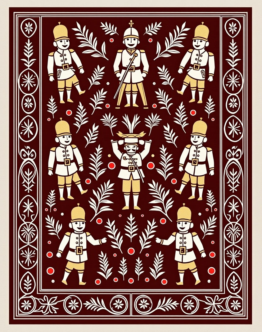 Crimson Soldier Garden Folk Art Rug