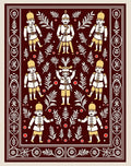 Crimson Soldier Garden Folk Art Rug