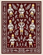 Crimson Soldier Garden Folk Art Rug