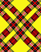 Bright Yellow Red Black Plaid Rug