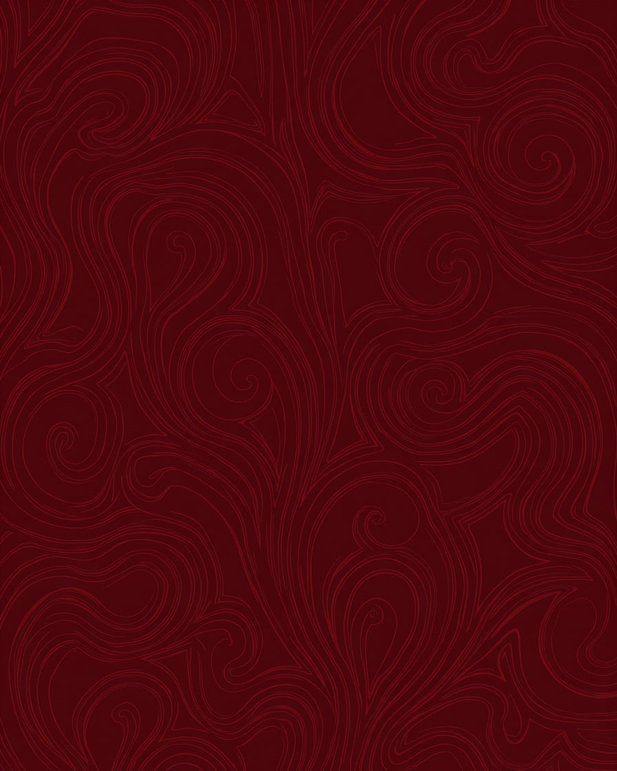 Deep Crimson Swirl Line Art Rug
