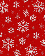 Hand Drawn White Snowflakes Red Background Rug