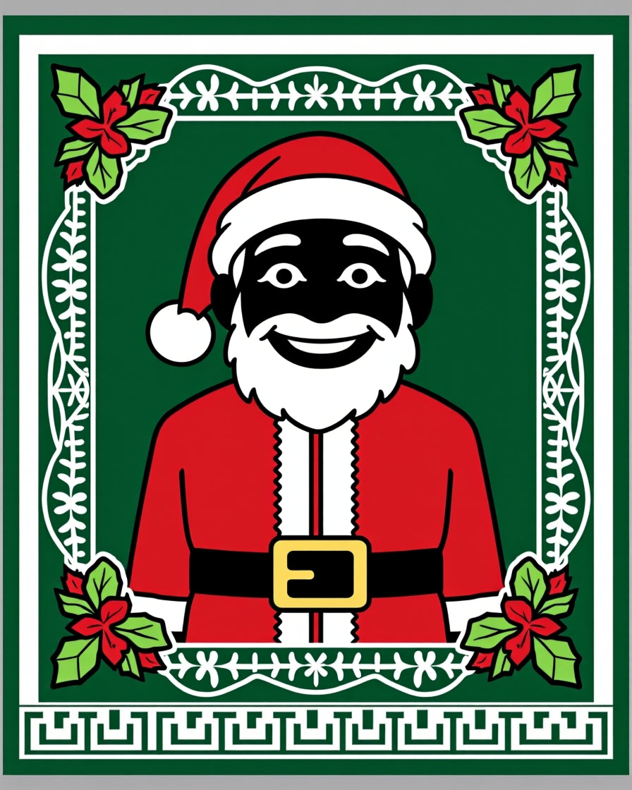 Festive Green Jolly Santa Portrait Rug