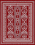 Rich Crimson and Ivory Ornamental Rug