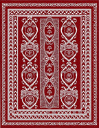 Rich Crimson and Ivory Ornamental Rug