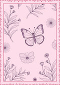 Pastel Pink Butterfly Garden Art Rug