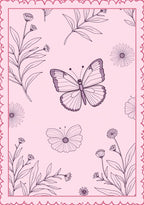 Pastel Pink Butterfly Garden Art Rug