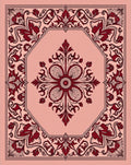 Crimson Floral Octagon Medallion Blush Rug