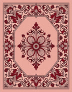 Crimson Floral Octagon Medallion Blush Rug