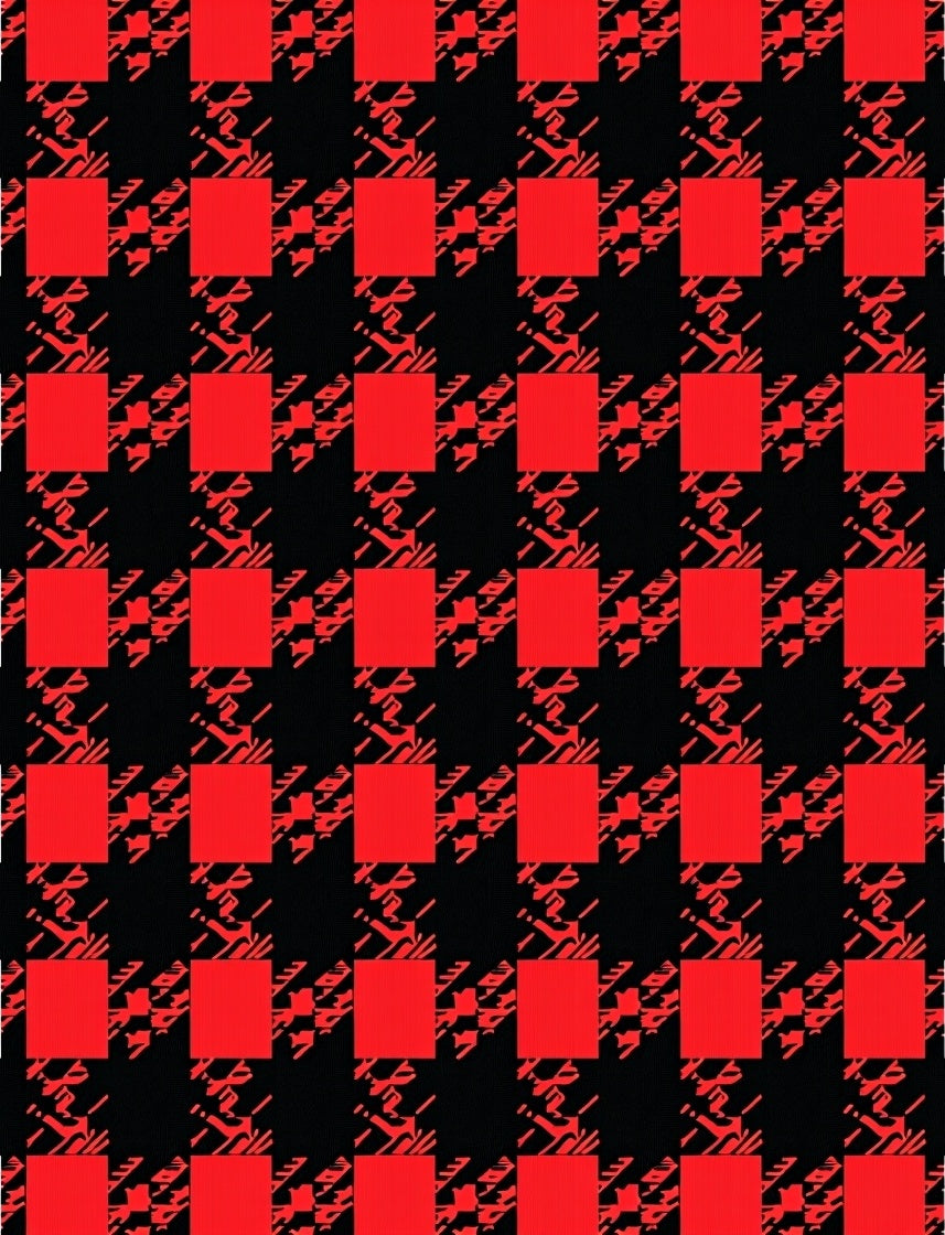 Bold Red Black Houndstooth Check Rug