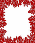 Crimson Floral Botanical Border Collection Rug