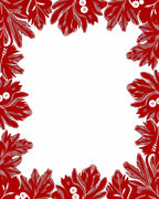 Crimson Floral Botanical Border Collection Rug