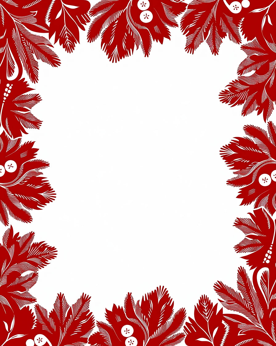 Crimson Floral Botanical Border Collection Rug