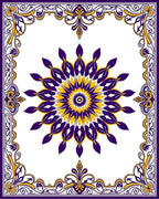 Royal Purple Yellow Sunburst Mandala Rug