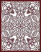 Burgundy Floral Scrollwork Medallion Rug