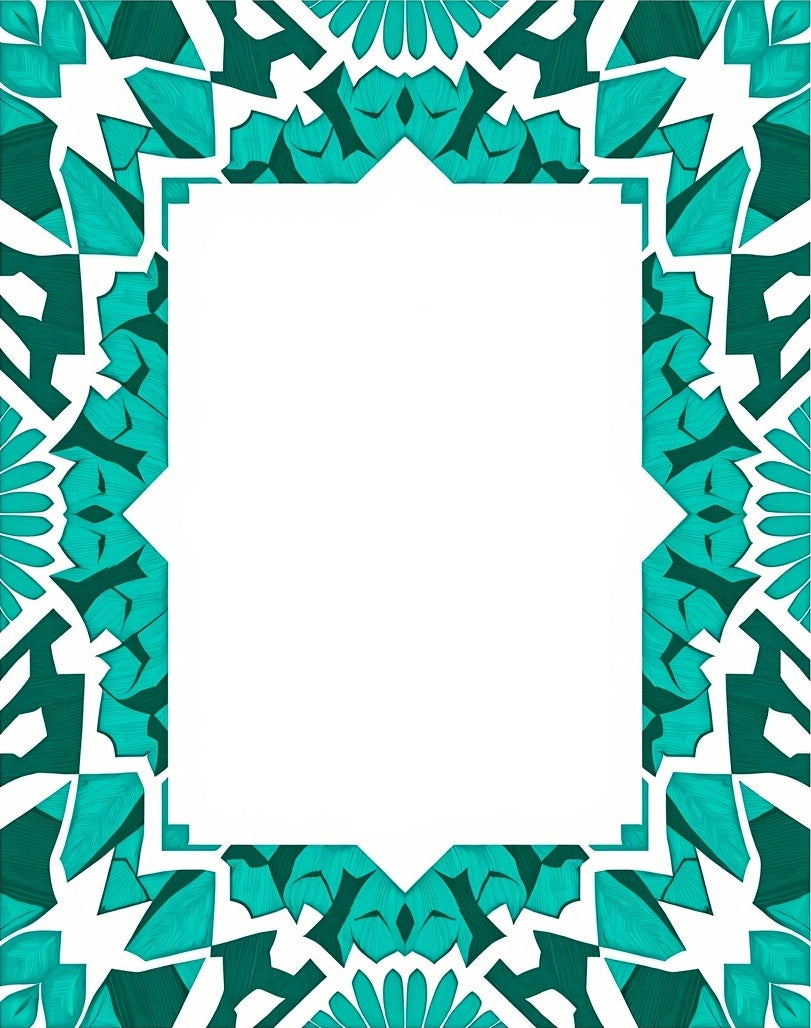 Teal Geometric Mandala Border Rug