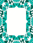 Teal Geometric Mandala Border Rug