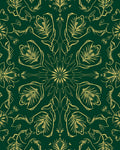Emerald Green Golden Floral Mandala Rug
