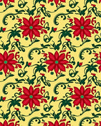 Crimson Poinsettia Vine Yellow Rug