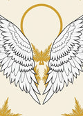 Gold Halo White Angelic Wings Rug